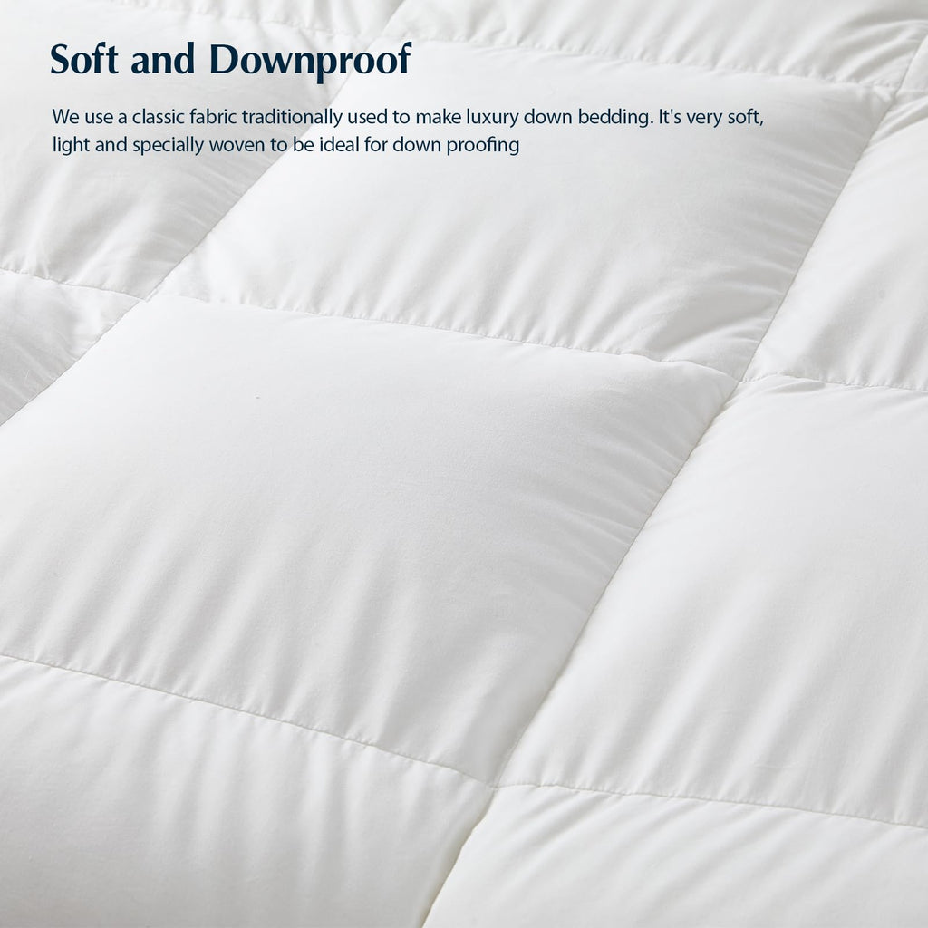 Pacific Coast Goose Feather Down Fiber Comforters King Size, Extra Fluffy White Duvet Insert, Ultra-Soft, Breathable, All Season Hotel Luxury Bedding Comforters, 8 Corner & Center Loops (106"x90")