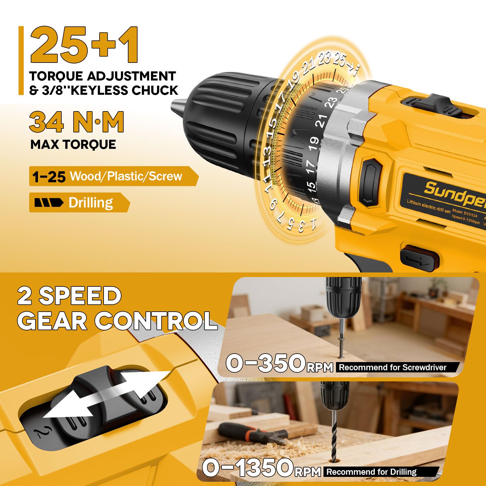 Sundpey 267-Piece Tool Kit with Drill - Basic General Home Complete Repair Portable Tool Set with 21V Cordless Drill & 2.0Ah Battery & Charger in Drawer Storage Toolbox for Apartment Office Garage