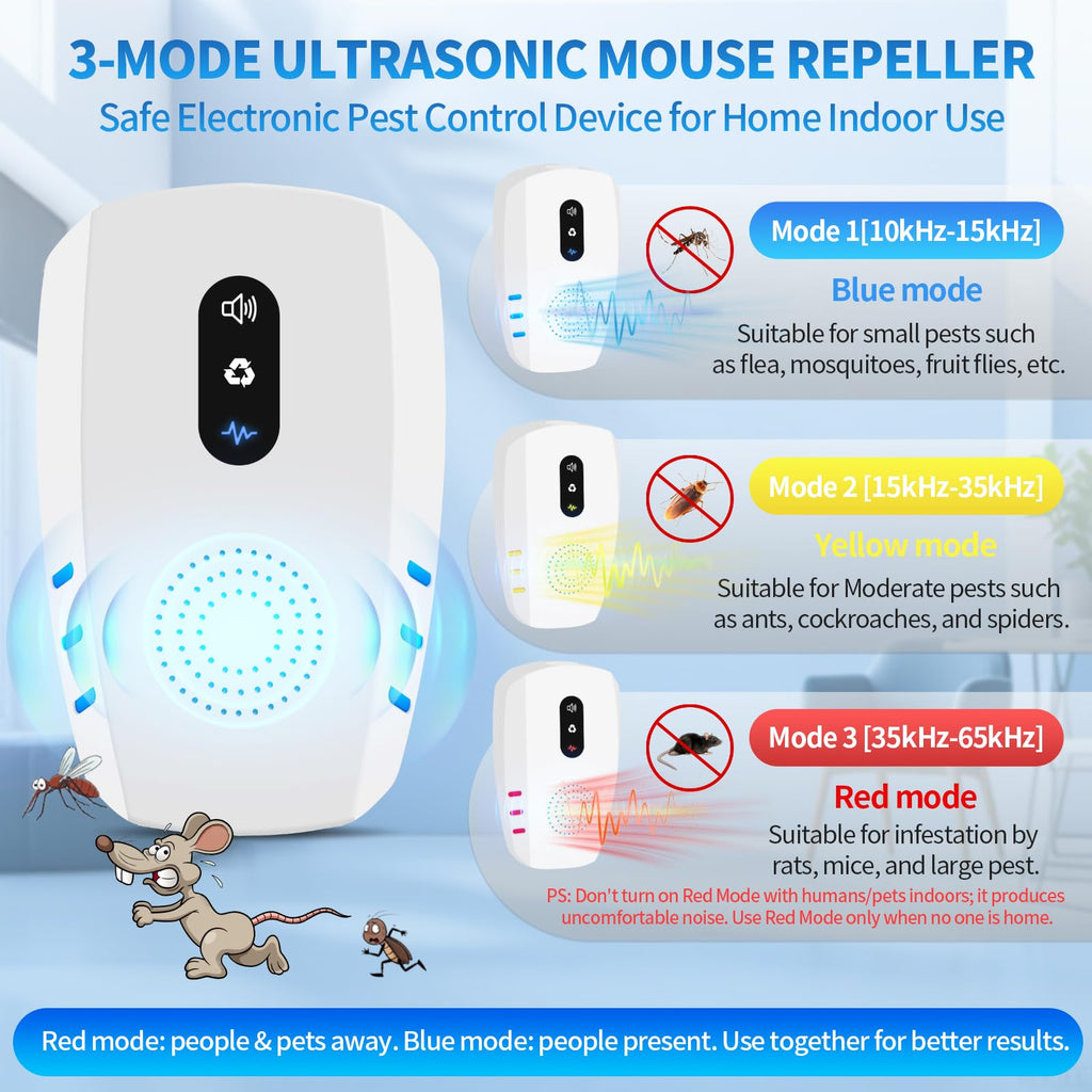 2026 Cvtayn Upgraded Ultrasonic Pest Repellent Indoor Repeller, Mouse Traps, Repellent Roach, Mouse, Bugs, Mosquito, Mice, Spider, Ant, Rodent Repellent Ultrasonic Plug in, 3 Mode Switching, 6 Packs