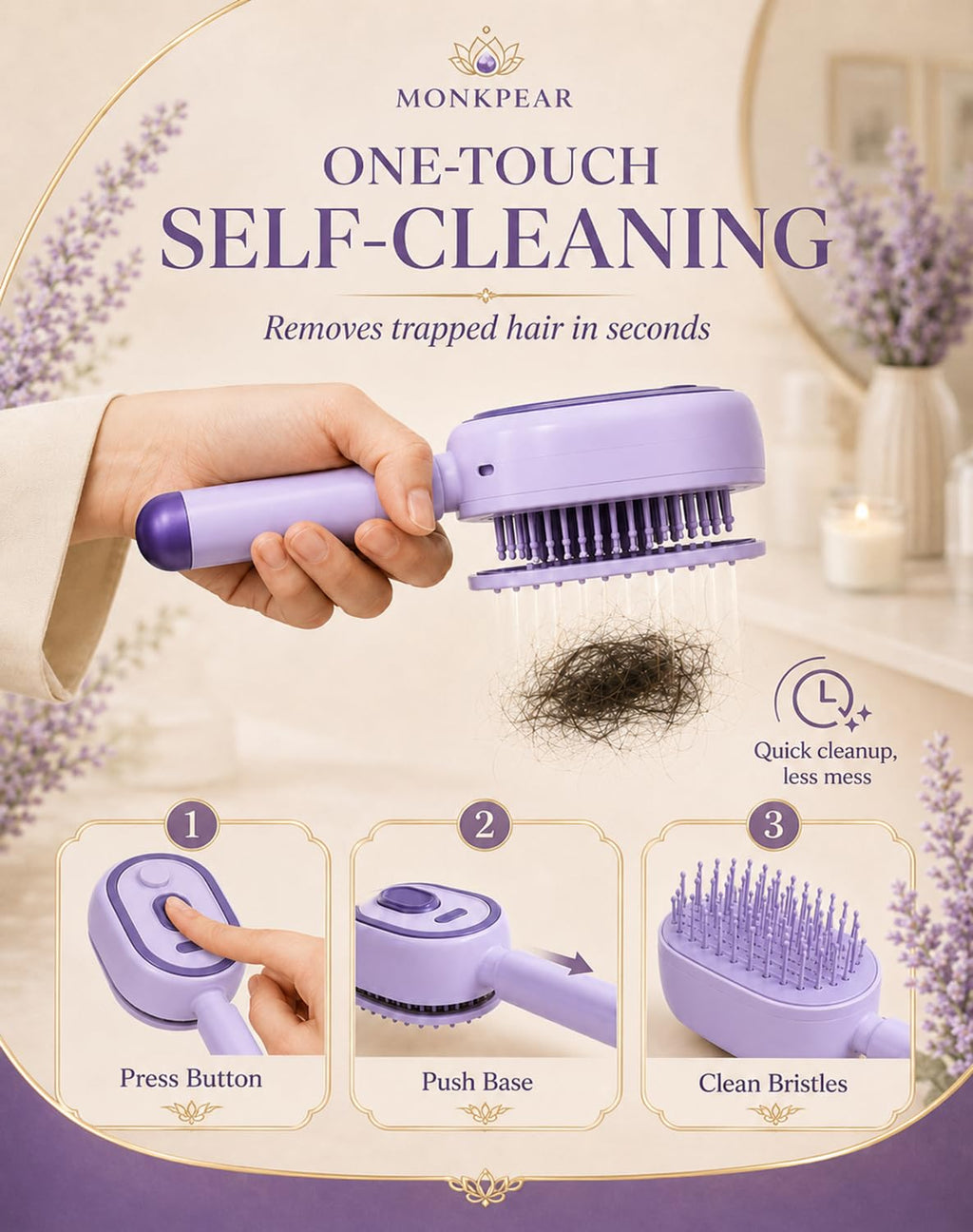 Electric Spray Air Cushion Massage Comb, Self-Cleaning Anti-Tangle Hair Brush, Anti-Static Volumizing Mist Brush, Rechargeable Scalp Comb for Frizz Control, Smooth Shine & Daily Care