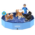 VISTOP Extra Large Foldable Dog Pool XXL, Hard Plastic Shell Portable Swimming Pool for Dogs Cats and Kids Pet Puppy Bathing Tub Collapsible Kiddie Pool (67inch.D x 11.8inch.H, Blue)
