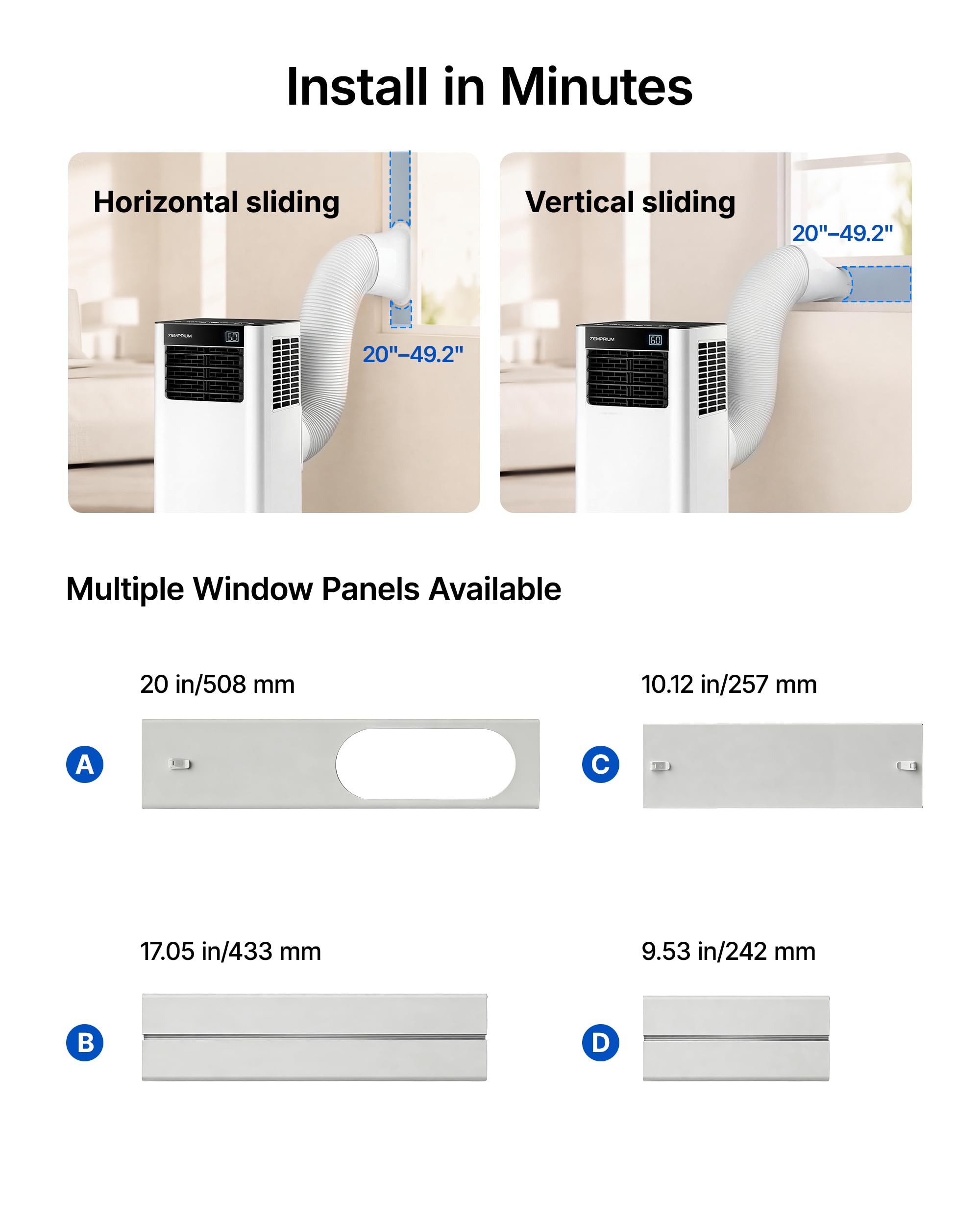 Temprium 8000 BTU Portable Air Conditioner Cools up to 350 Sq.Ft., Smart Portable AC Unit with App/Voice/Remote Control, 4-in-1 Quiet AC Unit with Cool, Dry, Fan, Sleep Modes, 24H Timer, Window Kits