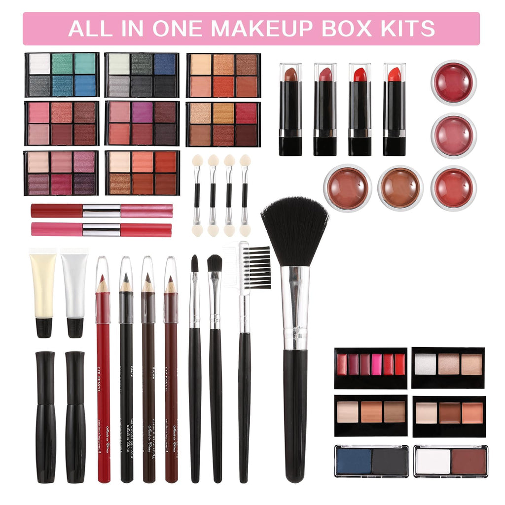 Hegafoo All in One Makeup Kit for Teens, 106 Pcs Professional Makeup Kit for Women Full Kit, Include Eyeshadow Palette, Lipstick Set, Concealer, Foundation, Lipgloss, Make-up Brush(Silver)