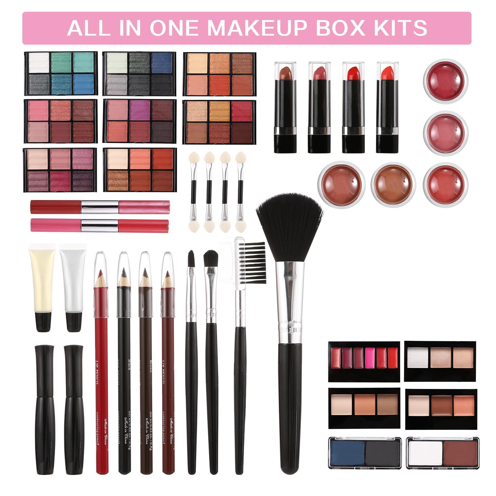 Hegafoo All in One Makeup Kit for Teens, 106 Pcs Professional Makeup Kit for Women Full Kit, Include Eyeshadow Palette, Lipstick Set, Concealer, Foundation, Lipgloss, Make-up Brush(Silver)
