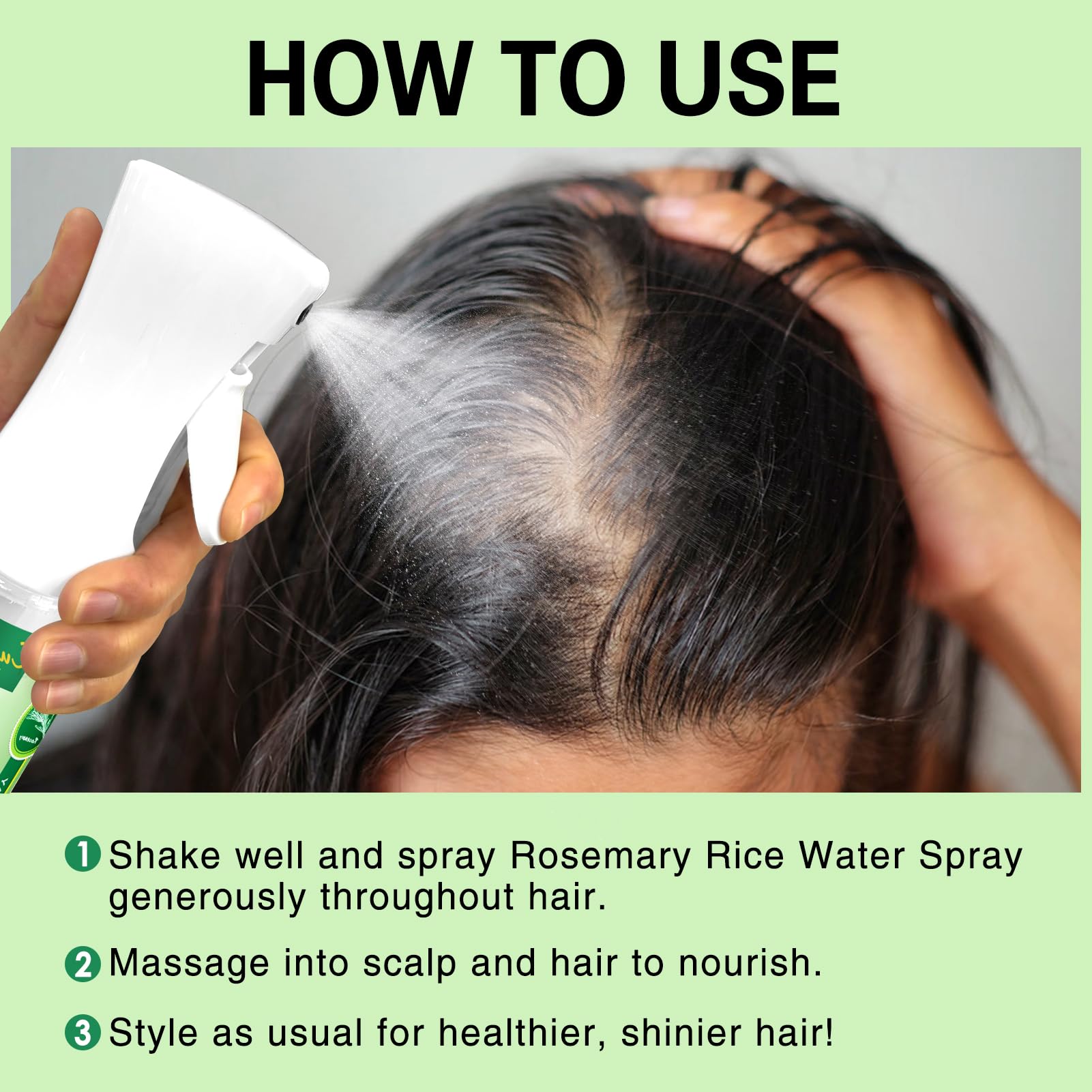 WOZUTUNT Rice Water Rosemary Spray - Rosemary & Rice Water Spray For Women & Men, Dry, Weak Hair, Thickening, Daily Strengthening Mist Hair Care Product for All Hairs Types (10 fl oz)