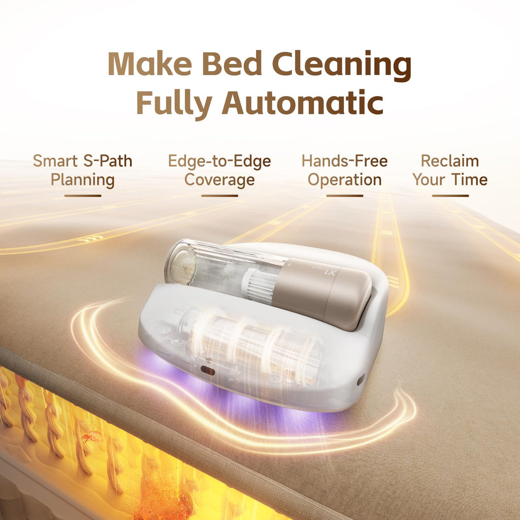 CREATULIZE X1 Robot Bed Vacuum, Automatic Mattress Vacuum Cleaner with Intelligent Path Planning, UV-C Light, HEPA Filter, One-Click 100% Dust & Pet Hair Removal for Bed, Mattress, Sofa, Carpet