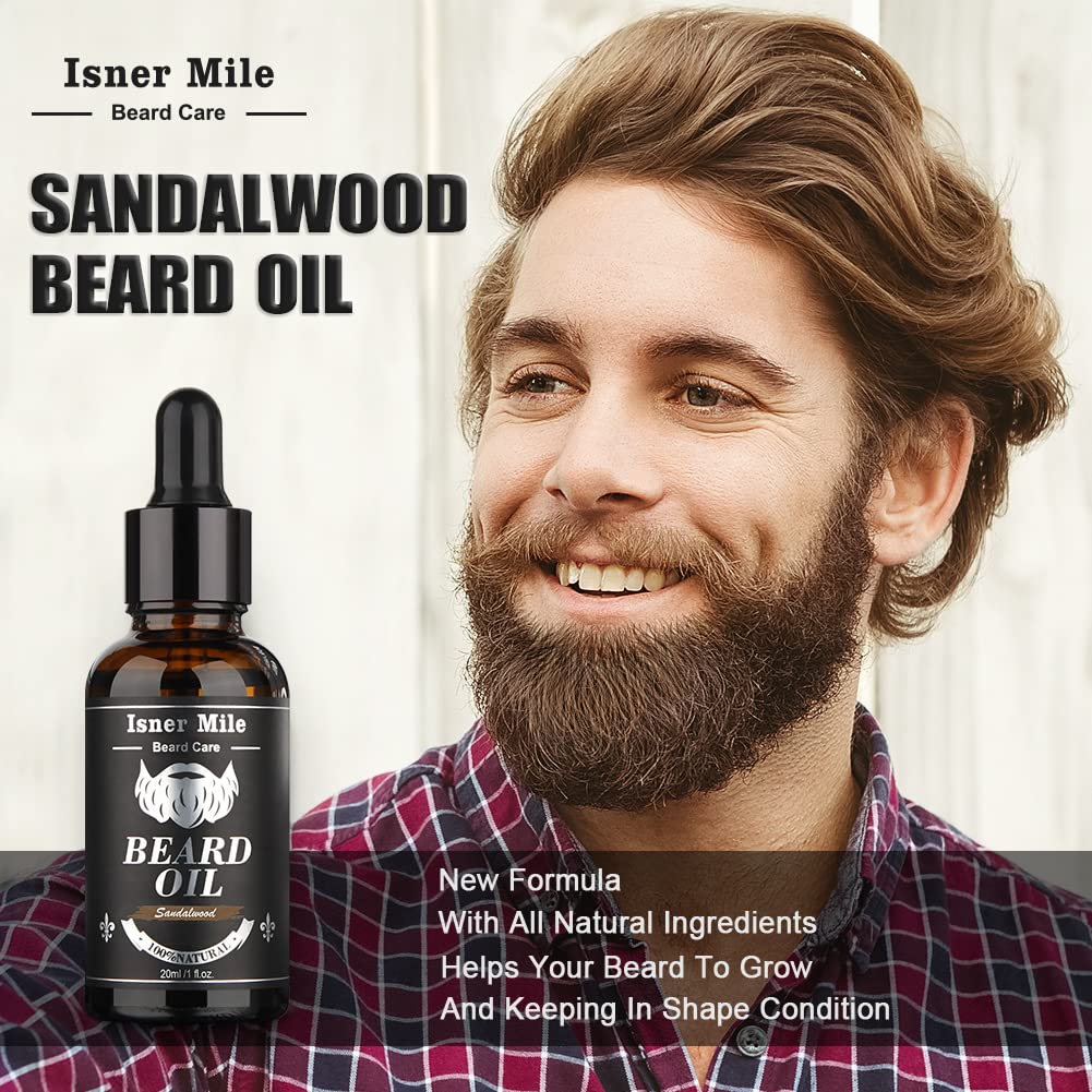 Isner Mile Dad Gifts Fathers Day Husband: from Wife Daughter, Beard Grooming Kit for Men with Beard Oil Balm Wash Brush Comb & Straight Razor, Stocking Stuffers Birthday Gifts for Men Him Boyfriend