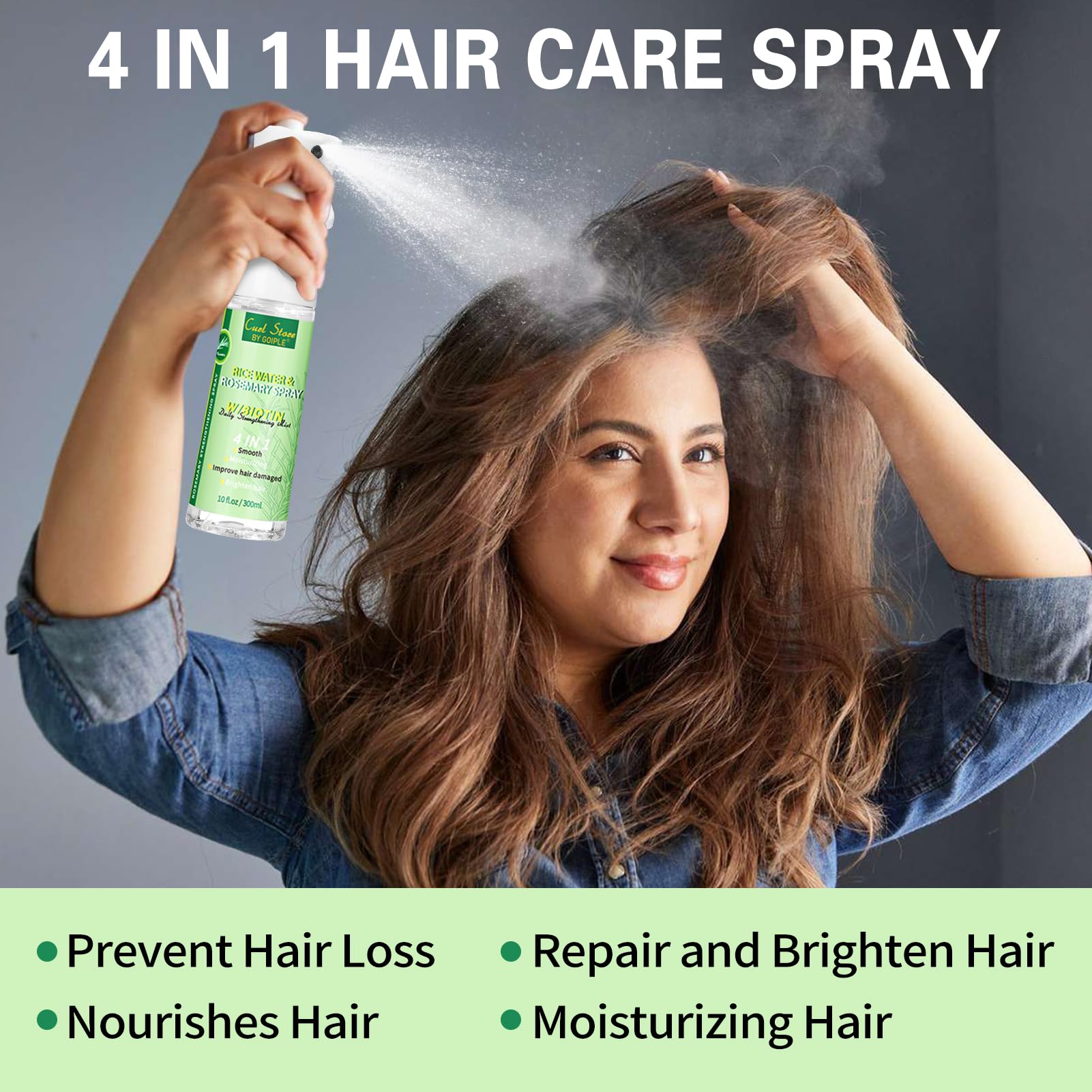 WOZUTUNT Rice Water Rosemary Spray - Rosemary & Rice Water Spray For Women & Men, Dry, Weak Hair, Thickening, Daily Strengthening Mist Hair Care Product for All Hairs Types (10 fl oz)