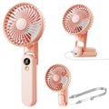 Dhenrio Portable Handheld Fan, [Up to 15 Working Hours],180° Foldable Personal Fan, USB Rechargeable Mini Hand Fans for Travel/Summer/Outdoor/Office, 5 Speeds Adjustable, LED Display, Pink