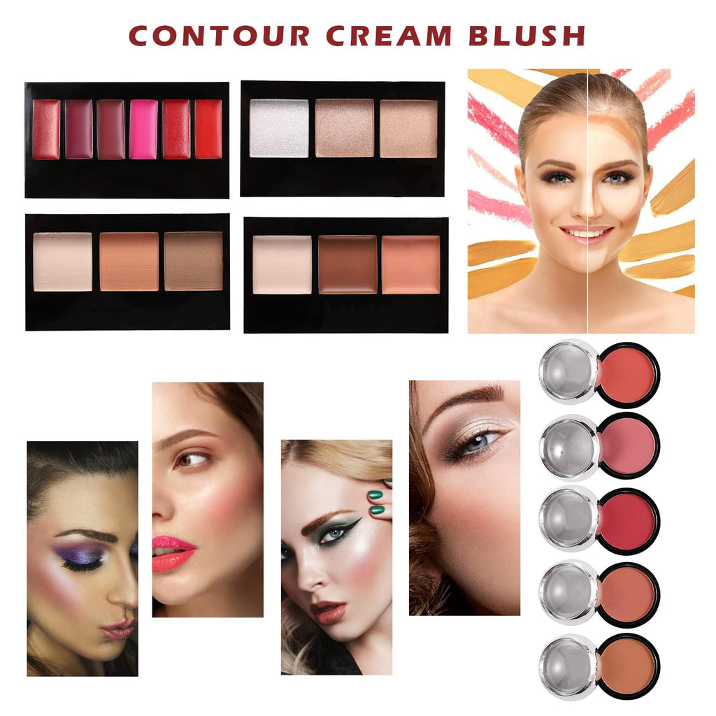Hegafoo All in One Makeup Kit for Teens, 106 Pcs Professional Makeup Kit for Women Full Kit, Include Eyeshadow Palette, Lipstick Set, Concealer, Foundation, Lipgloss, Make-up Brush(Silver)