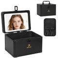 Relavel Travel Makeup Bag With LED Mirror, Makeup Bag With 3-Mode Light Up Mirror, Cosmetic Makeup Organizer Vanity Case for Women Beauty Accessories, Rechargeable Makeup Travel Storage - Black