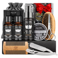 Isner Mile Dad Gifts Fathers Day Husband: from Wife Daughter, Beard Grooming Kit for Men with Beard Oil Balm Wash Brush Comb & Straight Razor, Stocking Stuffers Birthday Gifts for Men Him Boyfriend