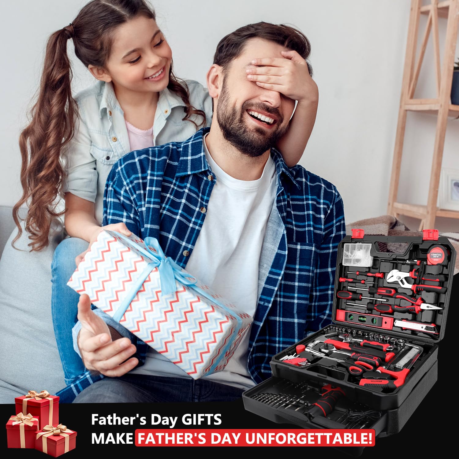 KingTool 276-Piece Tool Set Kit - Tool kit with 12V Cordless Power Drill Driver Toolbox Storage Case with Drawer, Drill Set Perfect for Homeowner, Diyer, Handyman