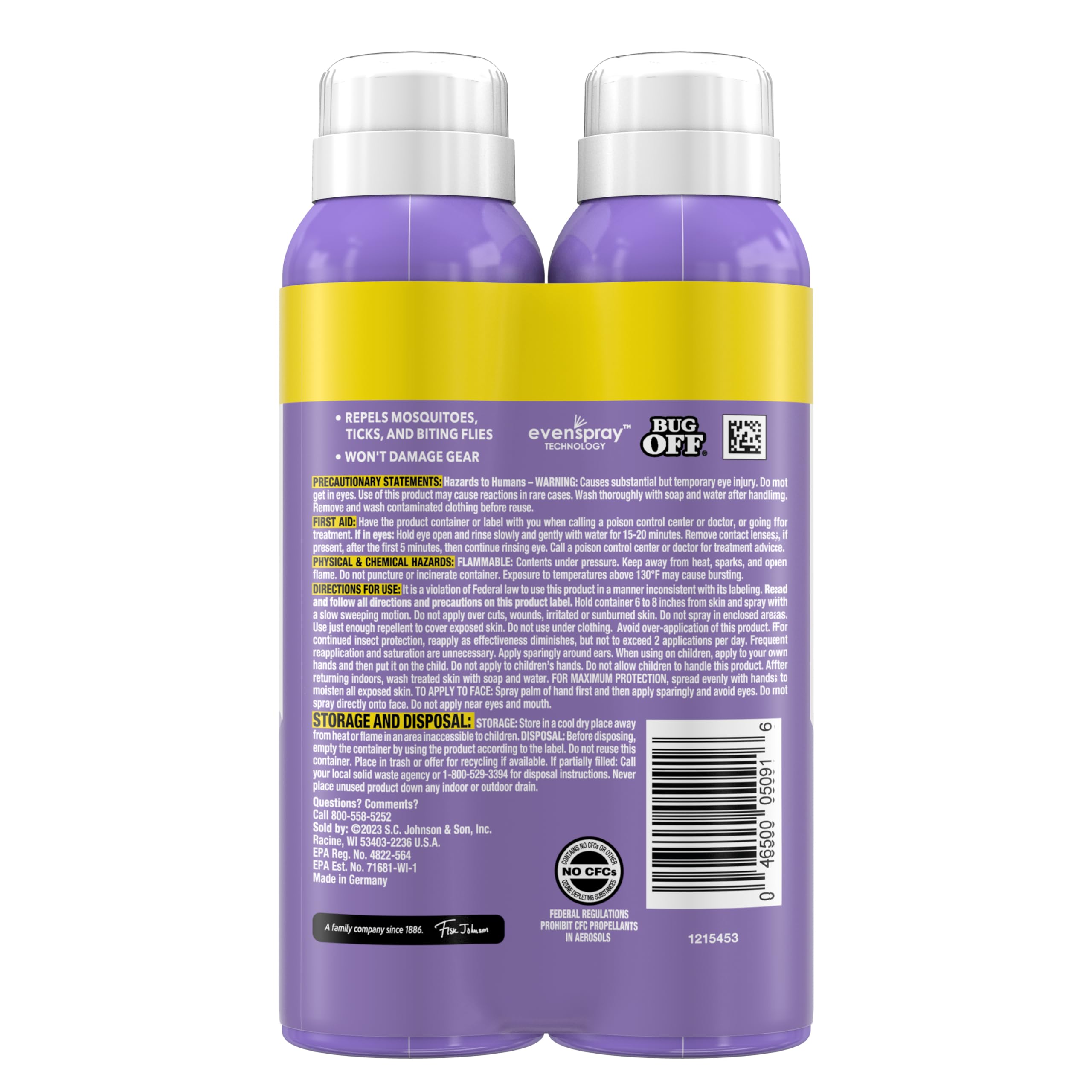 OFF! Clean Feel Insect Repellent Aerosol with 20% Picaridin - Long-Lasting DEET-Free Protection from Mosquitoes, Fragrance-Free Pest Control For Ticks & Flies, Camping, Bug Spray - 5 oz (Pack of 2)