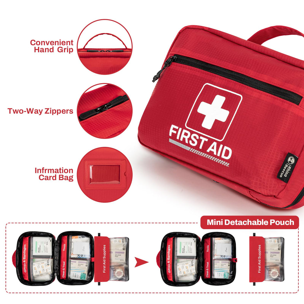 RHINO RESCUE 240 Piece All-Purpose First Aid Kit, Home & Office Professional Medical Supplies, Ideal for Emergency, School, Business, Car, Camping