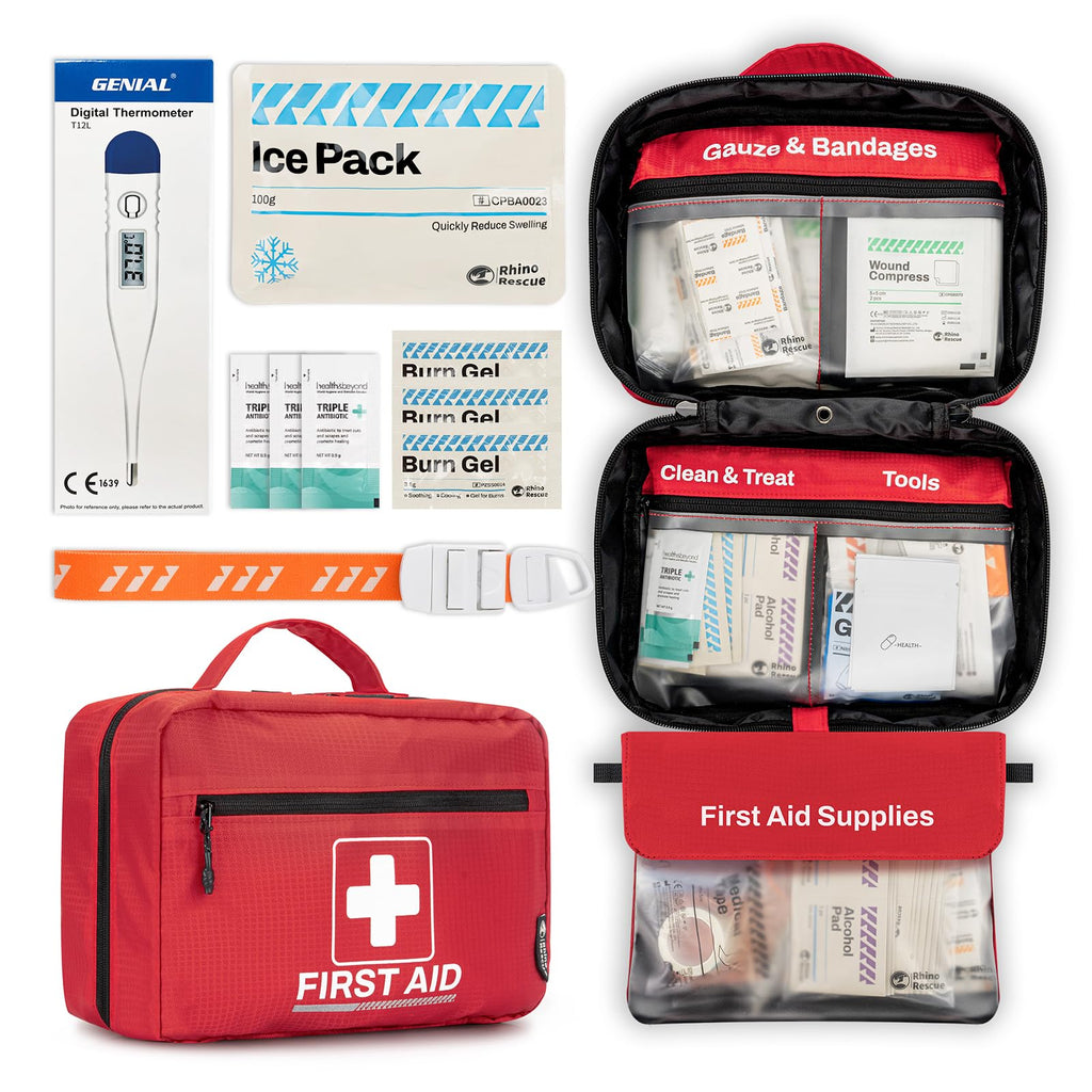 RHINO RESCUE 240 Piece All-Purpose First Aid Kit, Home & Office Professional Medical Supplies, Ideal for Emergency, School, Business, Car, Camping