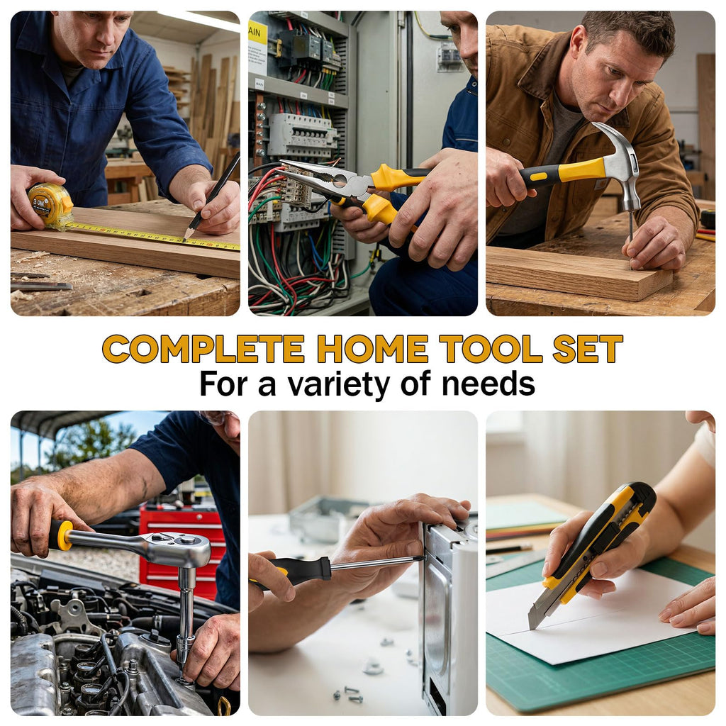 Sundpey 267-Piece Tool Kit with Drill - Basic General Home Complete Repair Portable Tool Set with 21V Cordless Drill & 2.0Ah Battery & Charger in Drawer Storage Toolbox for Apartment Office Garage