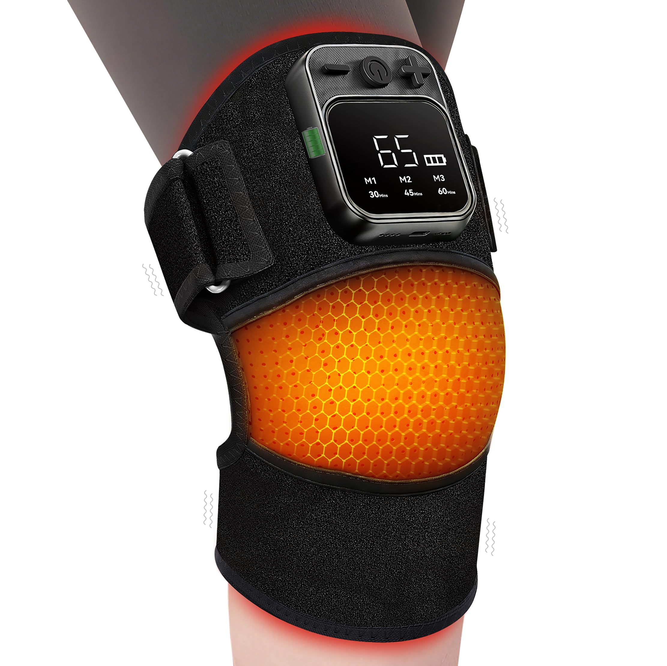 KlugPop Knee Massager with Heat for Pain Relief V5.0[2026 Upgraded] - Electric Cordless Heated Knee Brace with 6 Heat Levels and 3 Vibration Massage Mode, Gifts for Men Women (Black, 1-Pack)