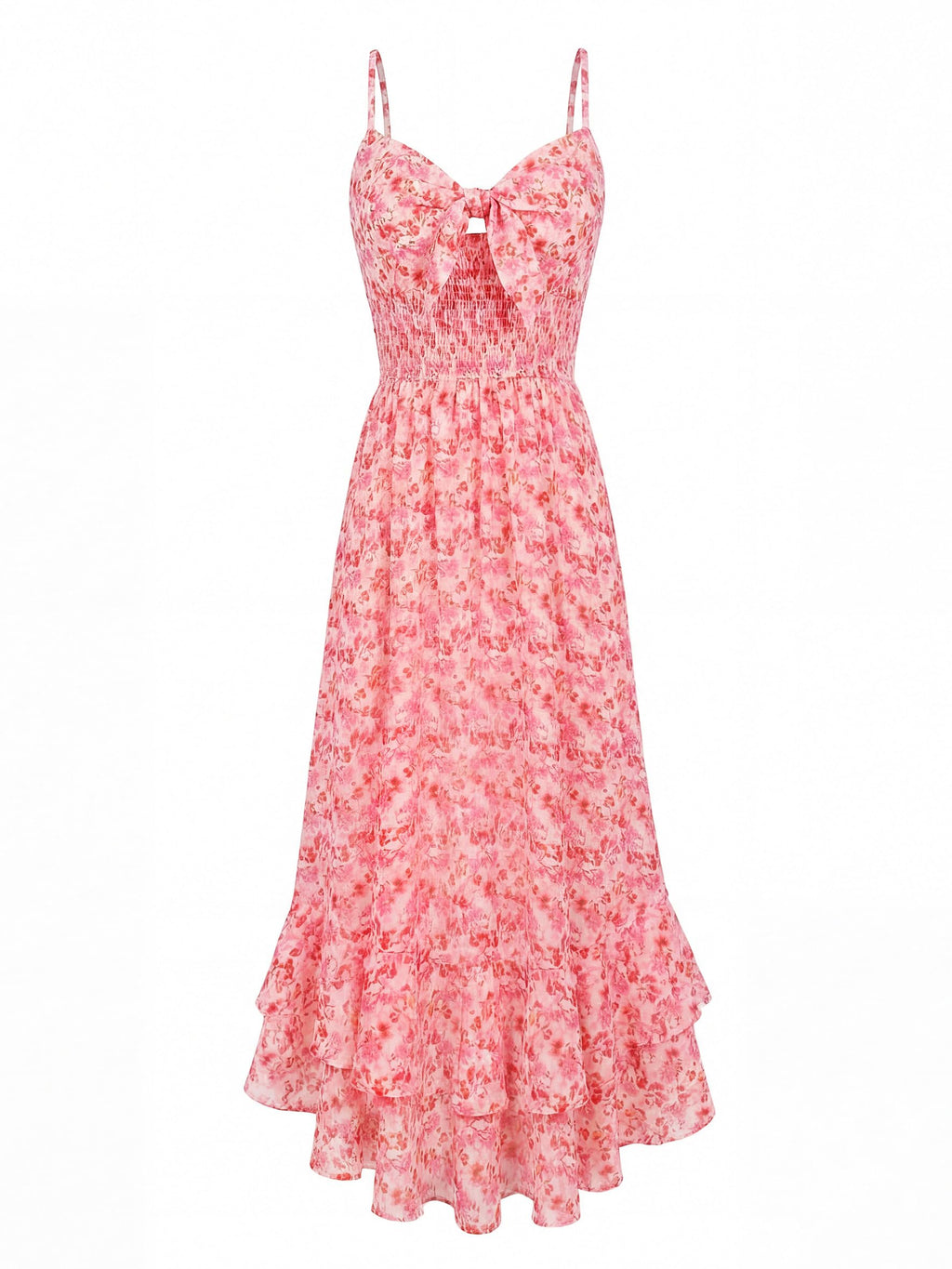 GRACE KARIN Womens Maxi Floral Sundresses Summer Beach Boho Dress Spaghetti Strap Dresses Casual Fashion Clothes with Pockets Pink L