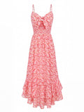 GRACE KARIN Womens Maxi Floral Sundresses Summer Beach Boho Dress Spaghetti Strap Dresses Casual Fashion Clothes with Pockets Pink L