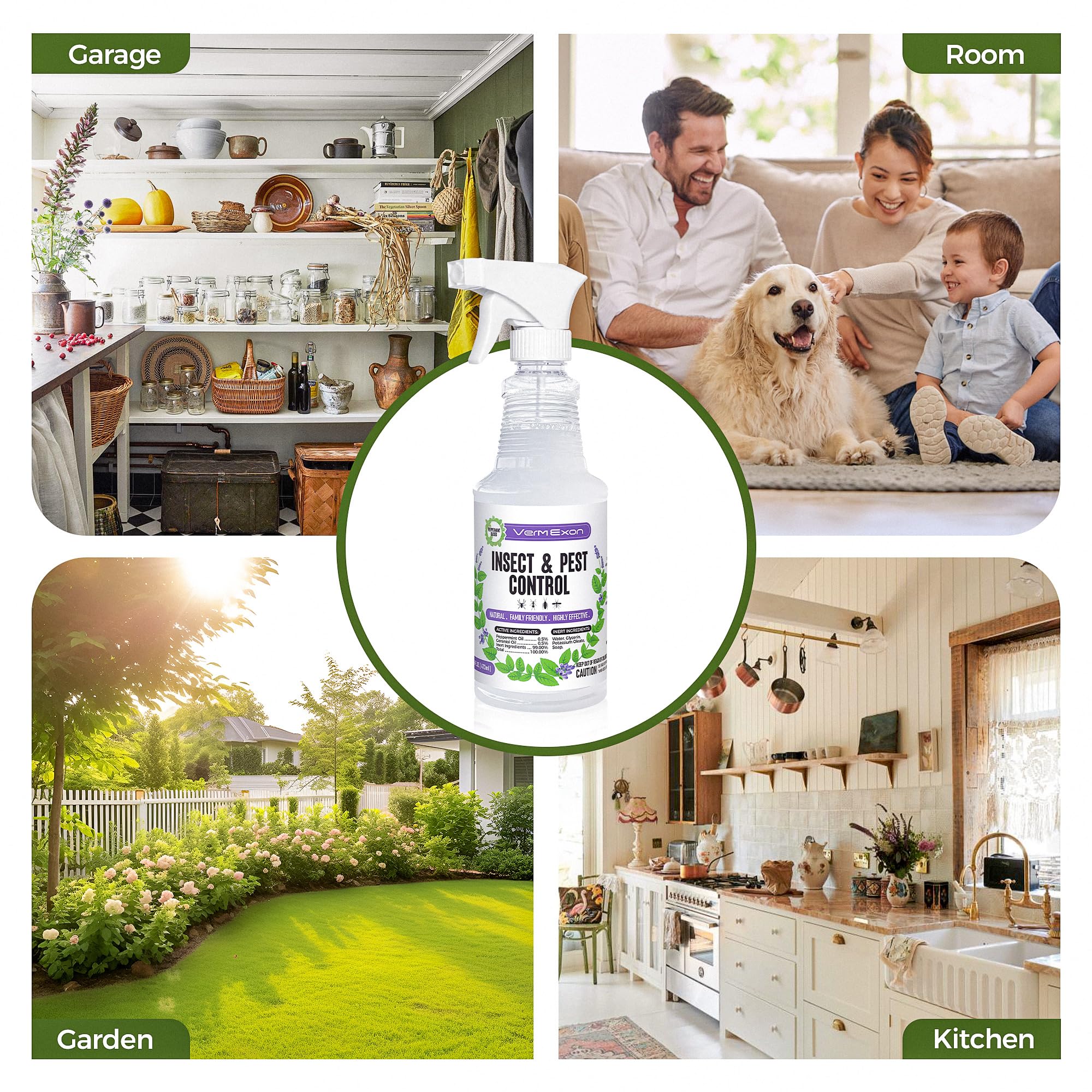 VermExon Peppermint Oil Insect & Pest Control Spray – 16oz Natural Plant-Based Bug Killer for Spiders, Ants, Flies, and Other Insects, Safe for Home & Kitchen Use